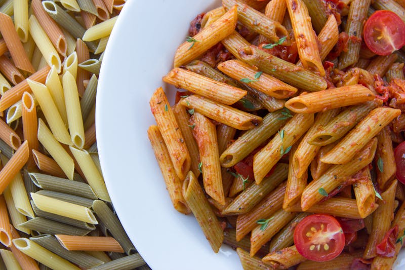 Penne Arrabbiata spicy pasta vegetarian dish