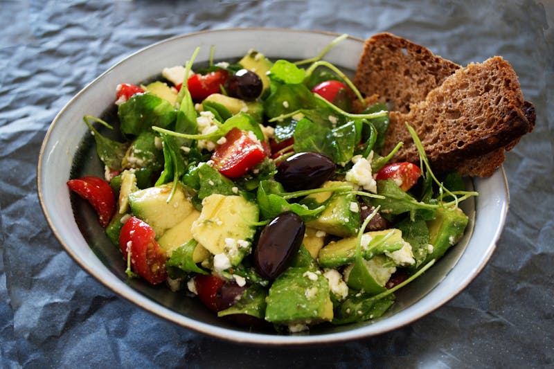 Greek salad with feta olives cucumber and tomatoes